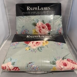 Vintage Ralph Lauren COTTAGE LANE Floral Full Flat Sheet & Fitted Sheet